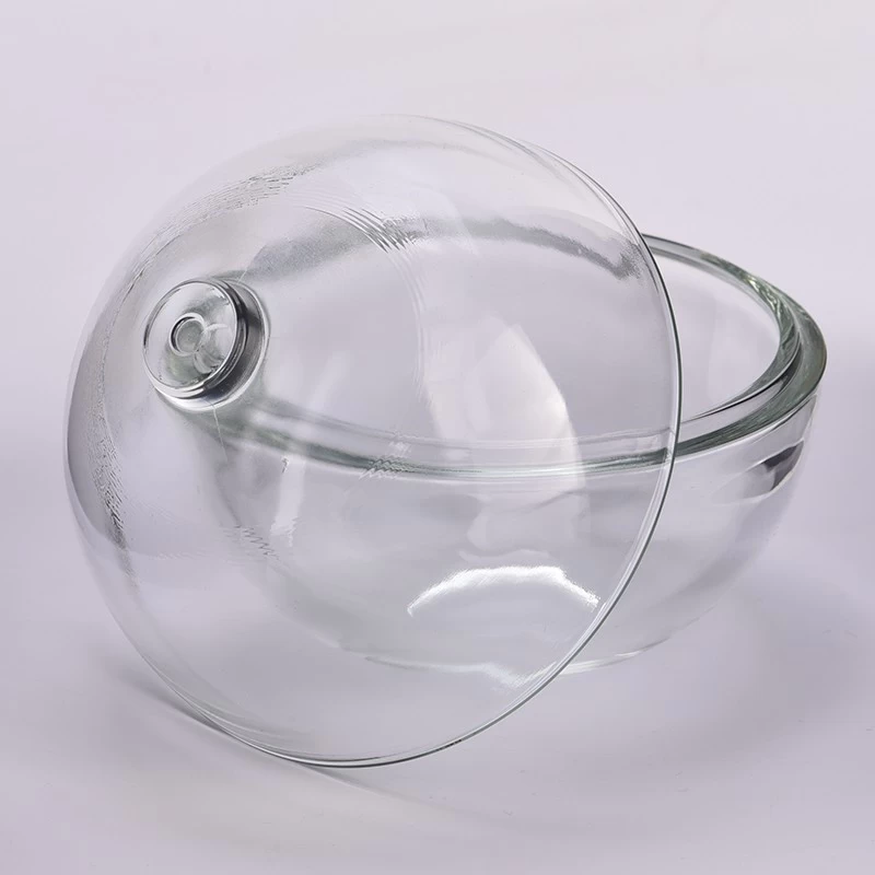 hot sale round ball glass cande jars with glass lid wholesaler