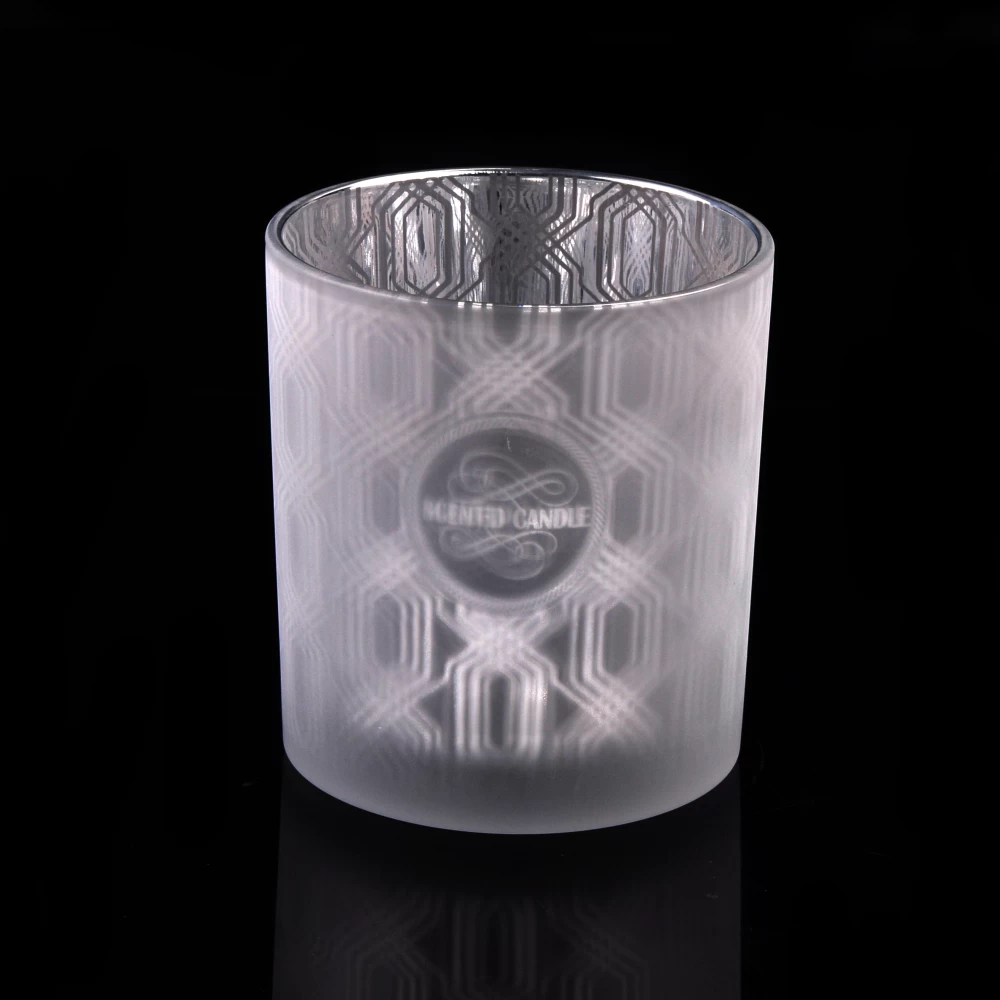 frosted glass candle vessel for candle making, custom made laser printed glass containers