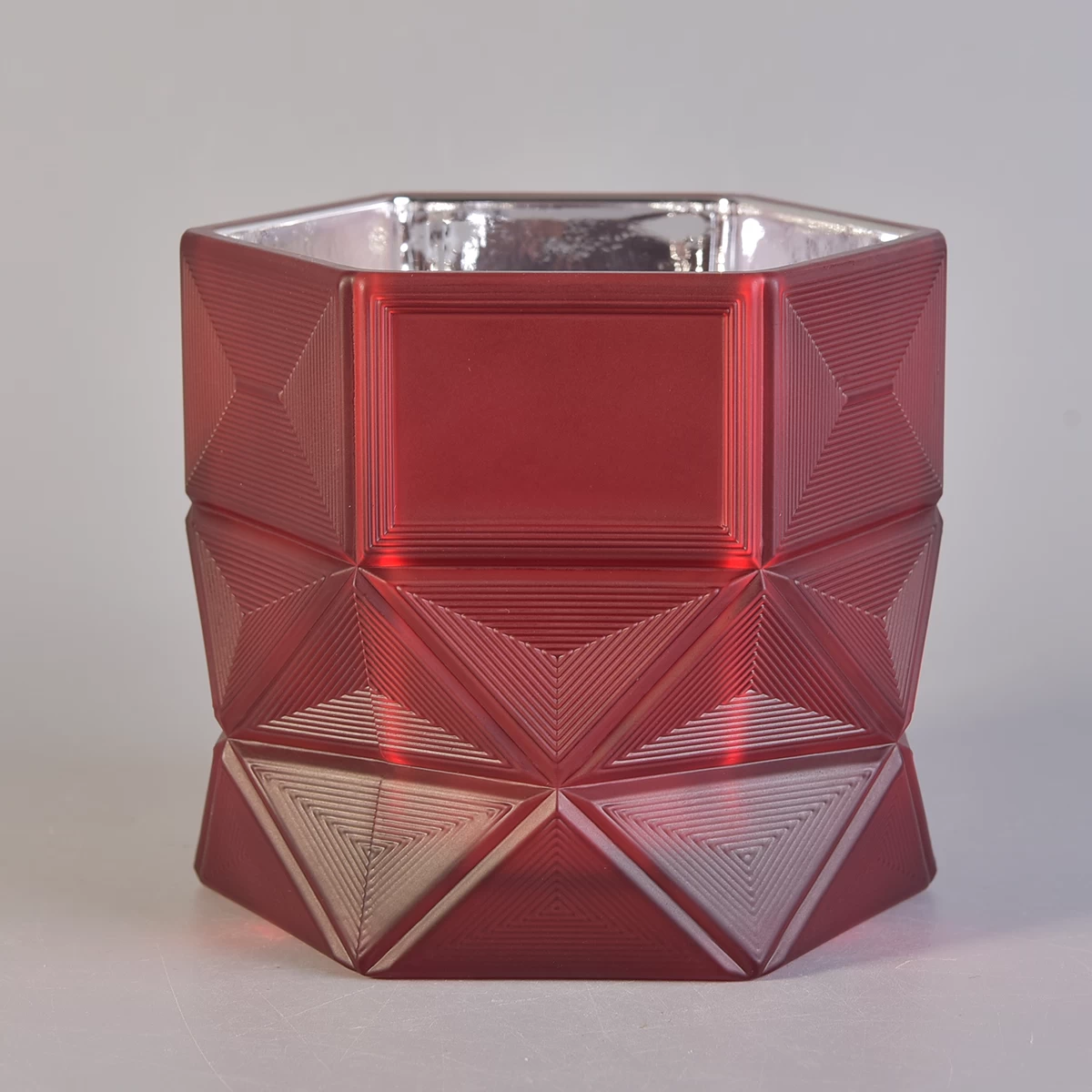 red luxury glass candle jar, electroplating glass candle holder home decoration