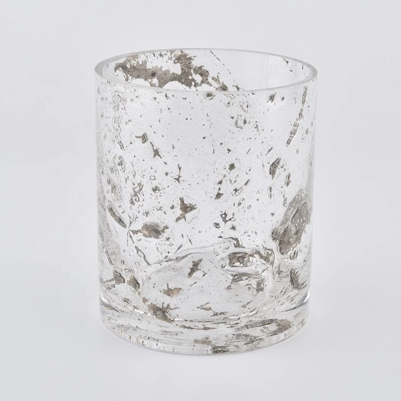 13oz cylinder glass candle vessels with marble printing