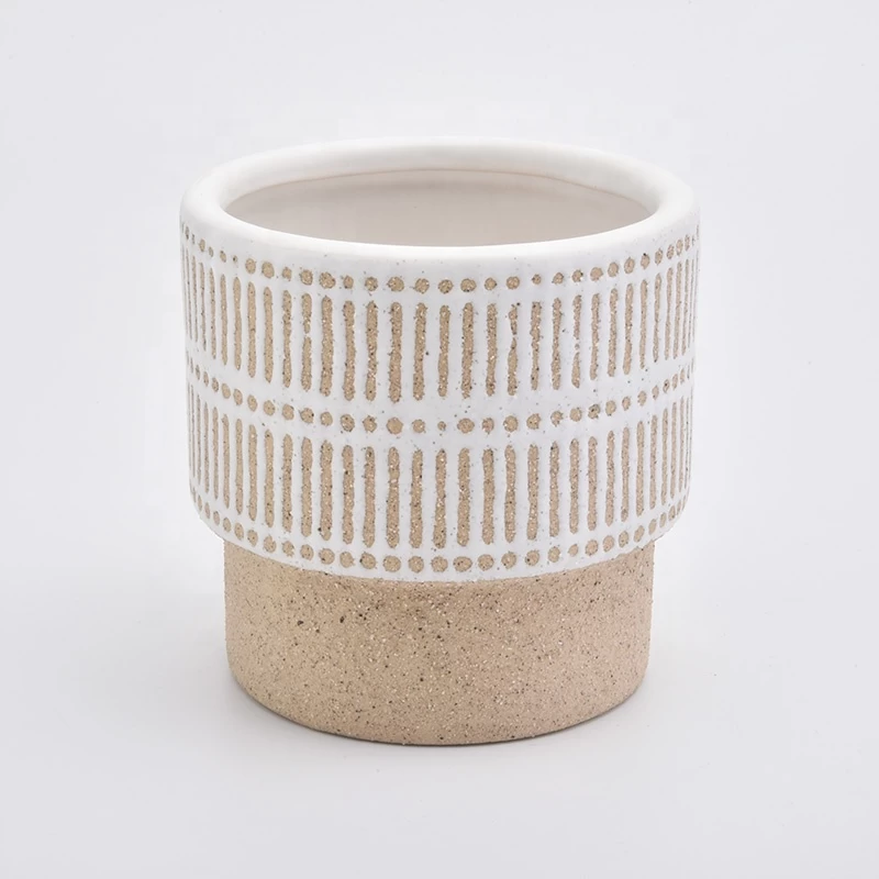 Custom ceramic candlestick stone candle jars home decoration