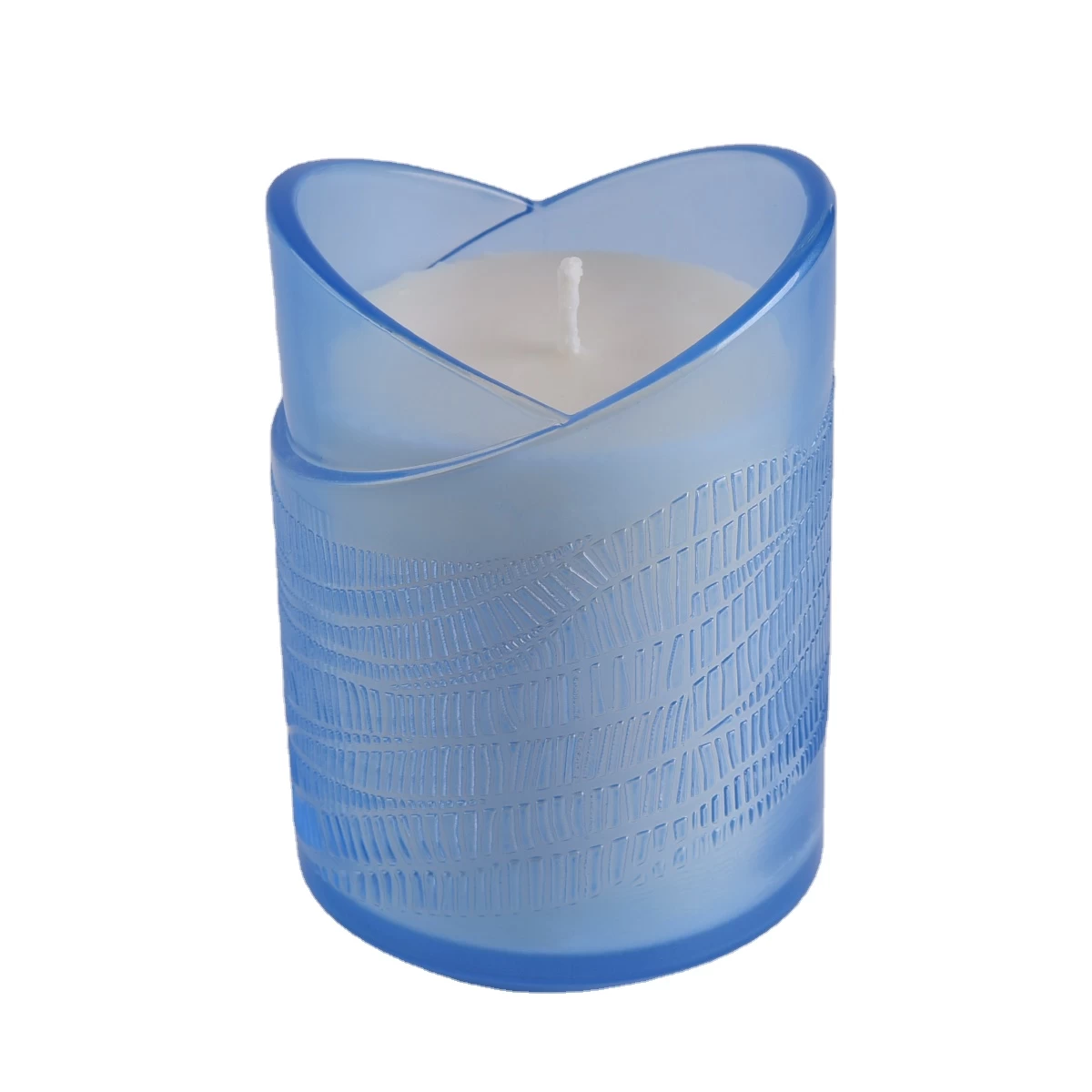 glossy blue glass candle holder, translucent candle holder wedding centerpieces