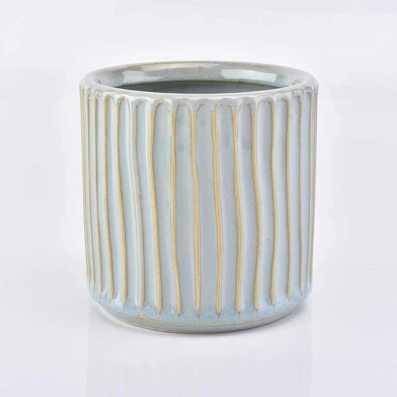 green glazed ceramic vessel for candles, 16 oz ceramic candle holder