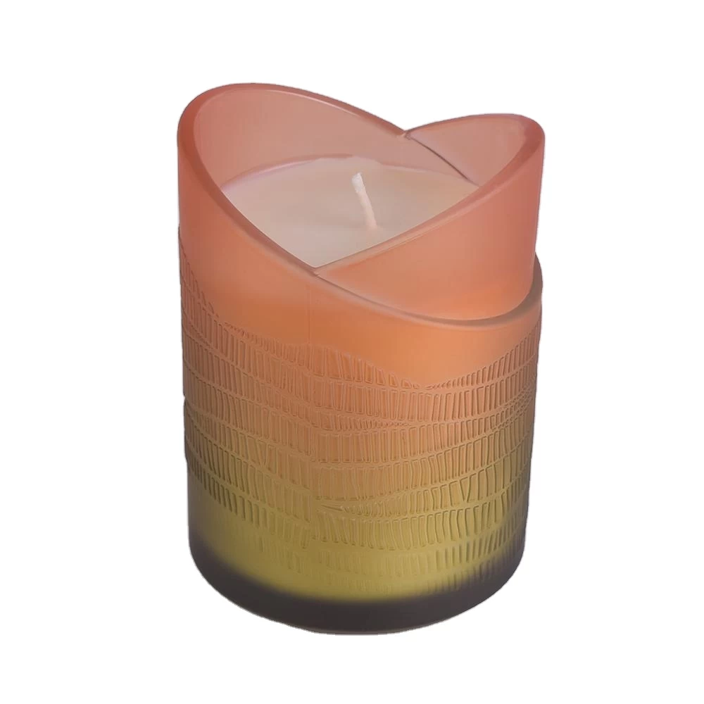 heart shaped Sunny design candle holder, unique gradient color glass candle holder
