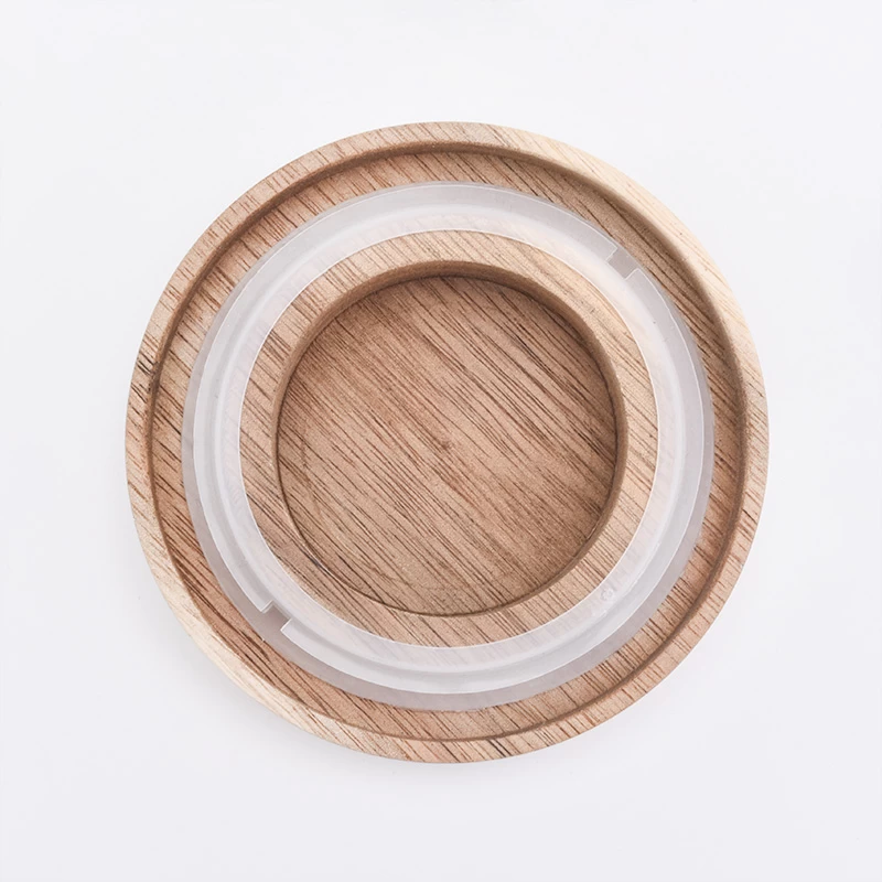 sandal wood lid with silicone seal for glass candle vessels candle accessory wholesales