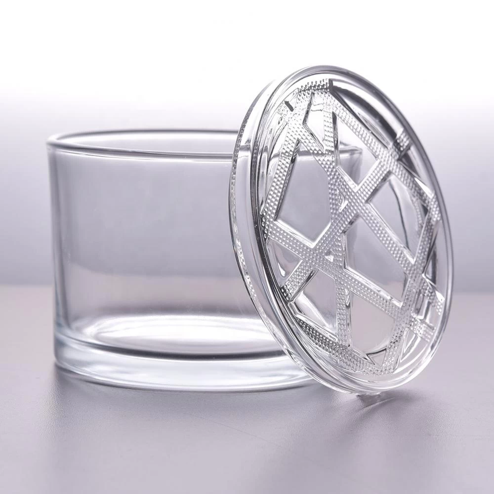 clear 3 wick glass candle jar, unique glass candle container with lid