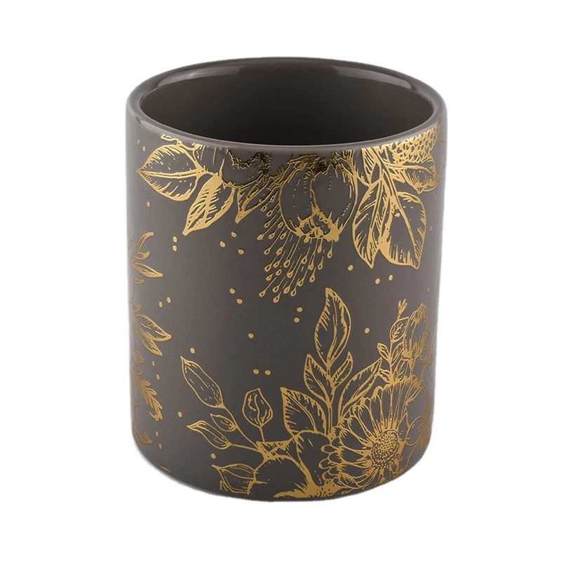 10oz 14oz Luxury cylinder amber ceramic candle holder in bulk