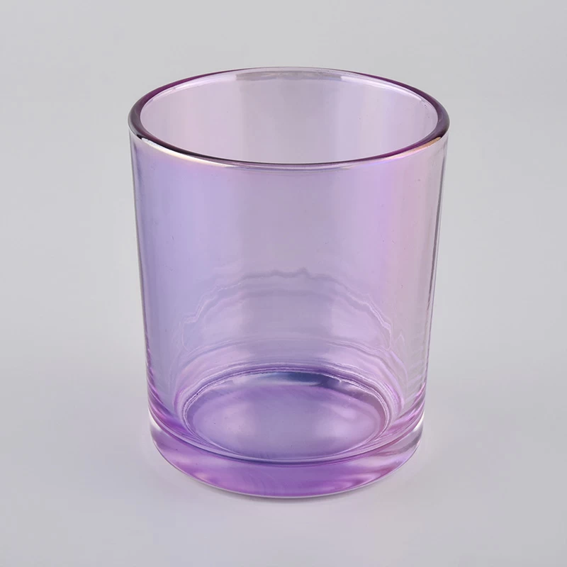 light purple glass candle vessel, shiny glass candle holders for home