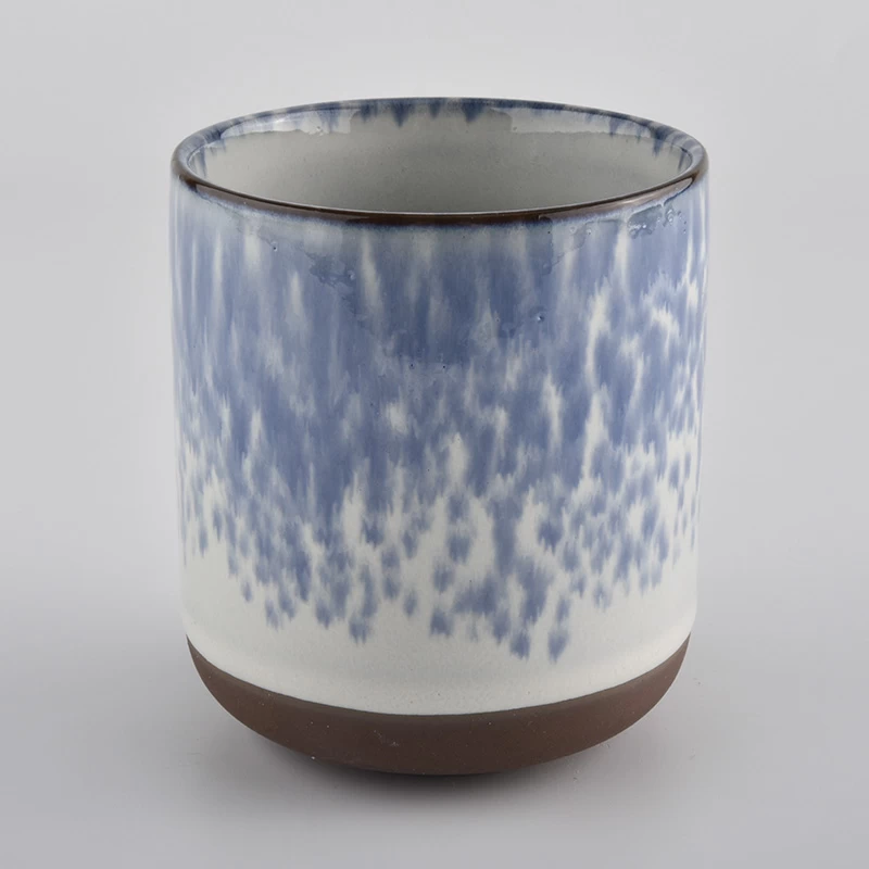 reactive glaze ceramic candle containe, round bottom ceramic vessel for candle making