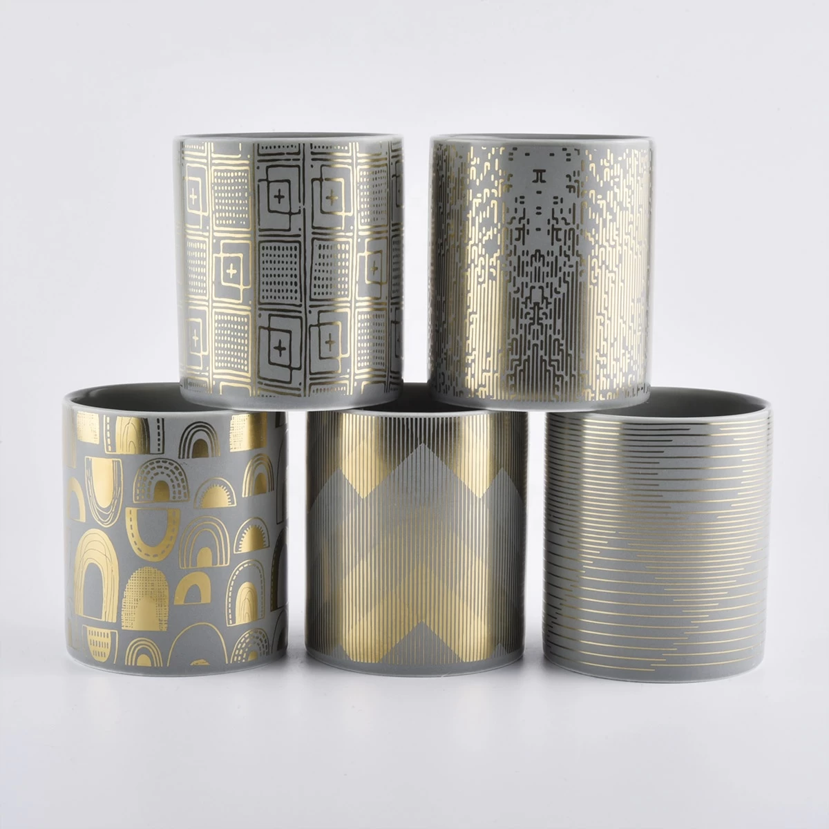 glazed ceramic candle jars with gold printing ceramic jar candle