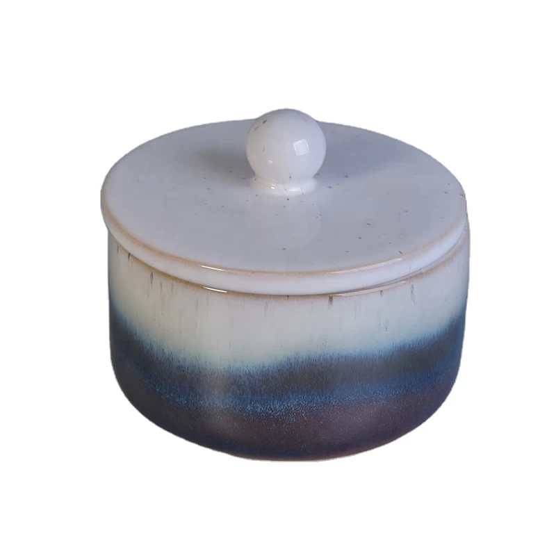 Round glaze custom ceramic tealight candle vessel porcelain with lid  wedding occasion suppliers