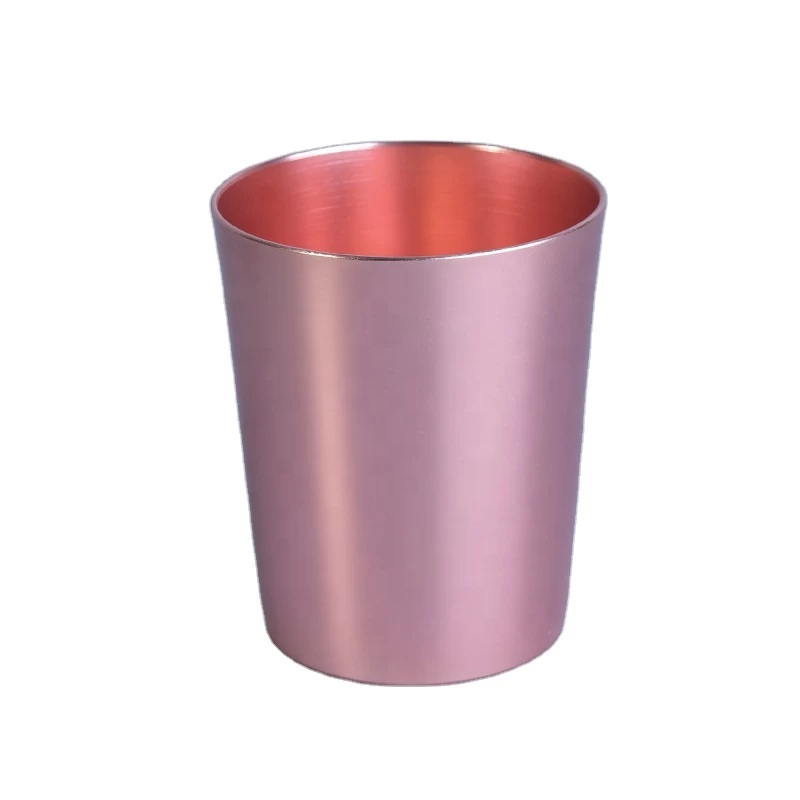 Aluminum Cylinder Pink Metal Candle Jars Metal Container for Wedding Decor in bulk