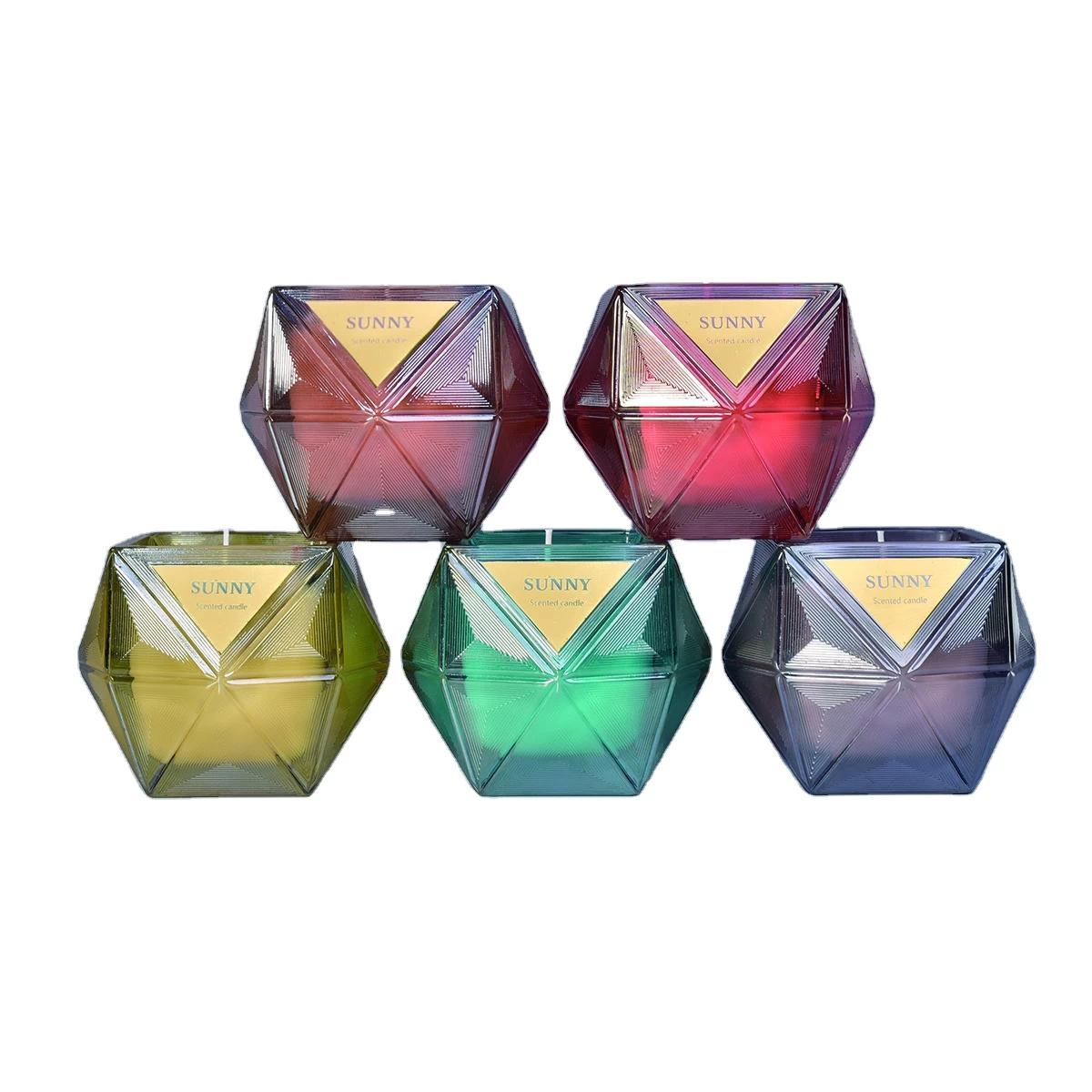 China 10oz 20oz Sunny new design diamond crystal candle glass jar holder manufacturer