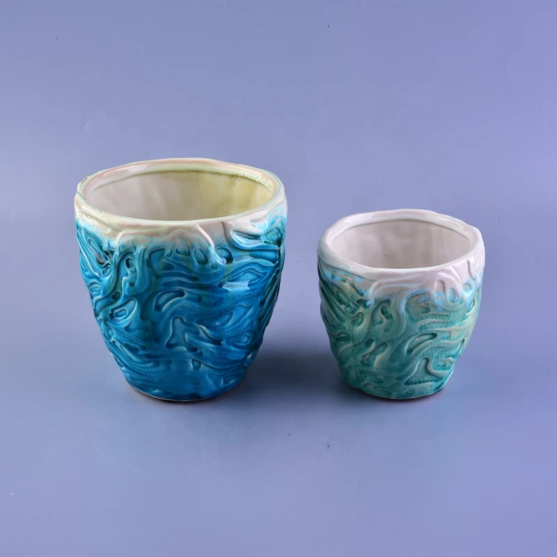 10oz 20oz Bulk vintage blue candle ceramic jars