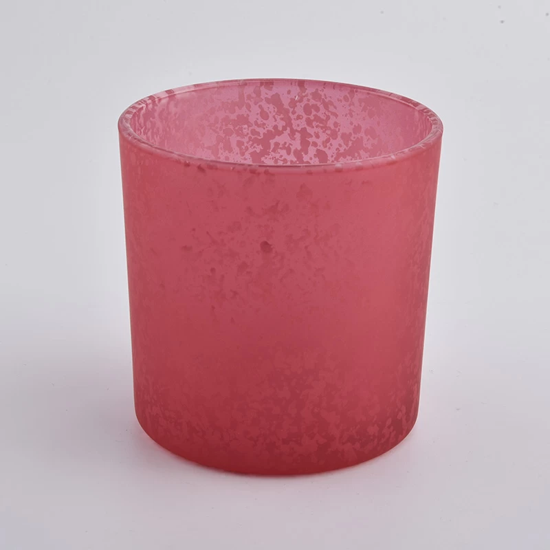 red empty glass candle vessel,  decorative glass candle jar 15 oz