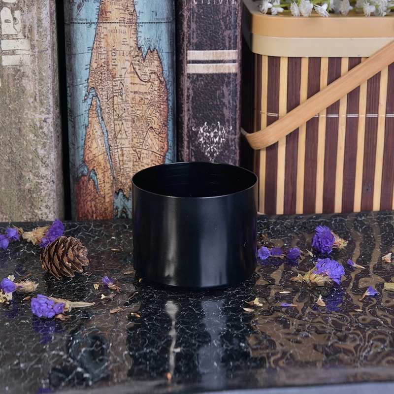 Cylinder black matte Candle Jars Metal Container for home Decor Wholesales