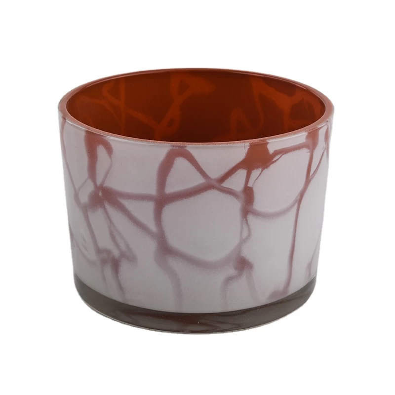red glass candle vessel with white layer, wide mouth glass candle jar wholesale