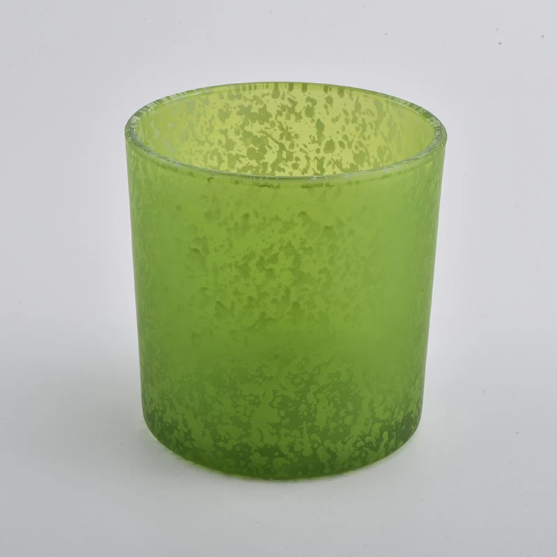 15 oz green decorative glass candle  container, unique glass candle vessel for home decor
