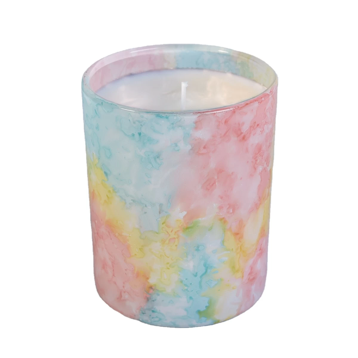 Wholesales custom iridescent ceramic candle jar holders 10oz