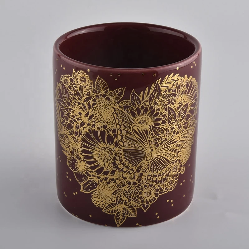 10oz decorative ceramic candle jars with rose gold artwork