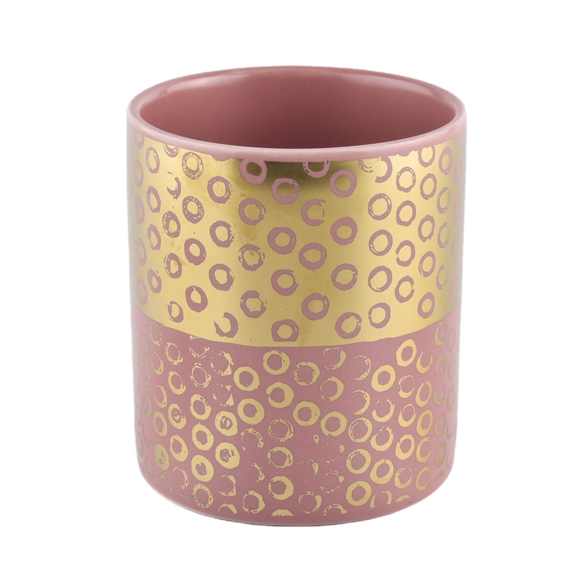 In bulk luxury pink ceramic candle holders with gold printing