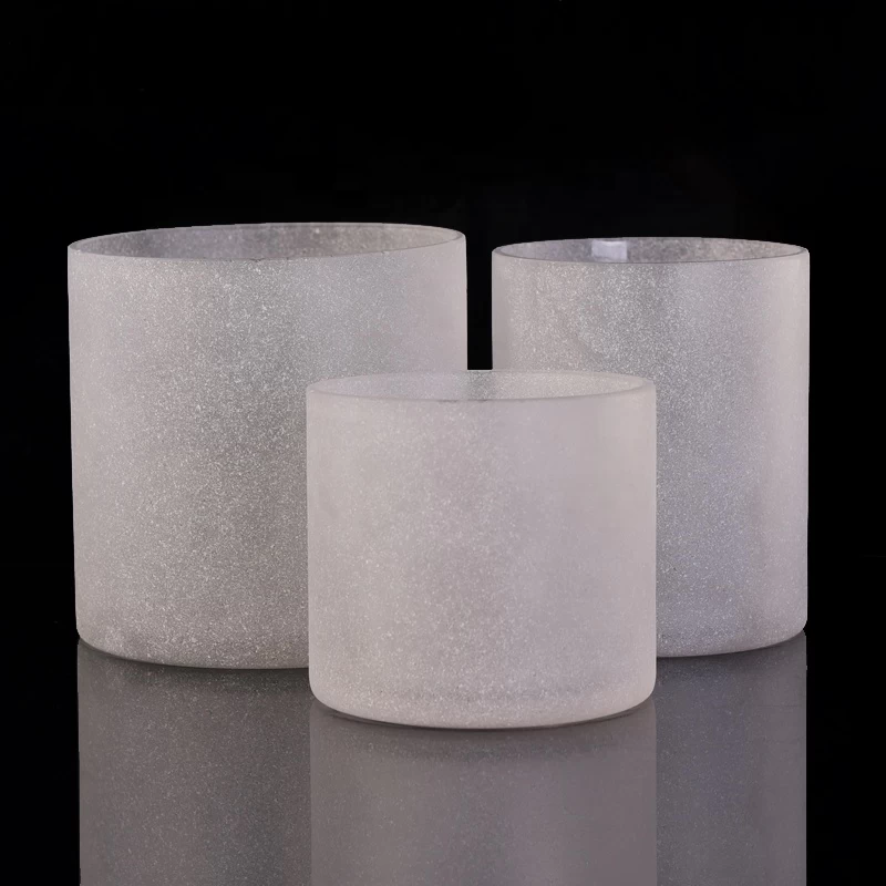 Sandblasted glass candle jars frosted home decoration wholesales