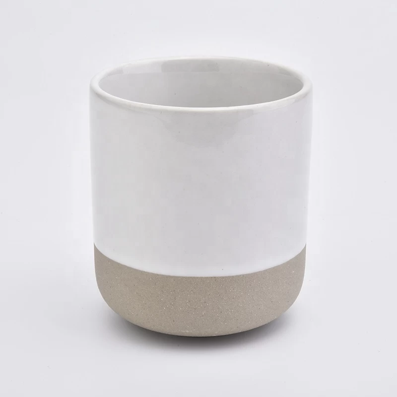 12oz white ceramic vessel clay bottom ceramic candle jar