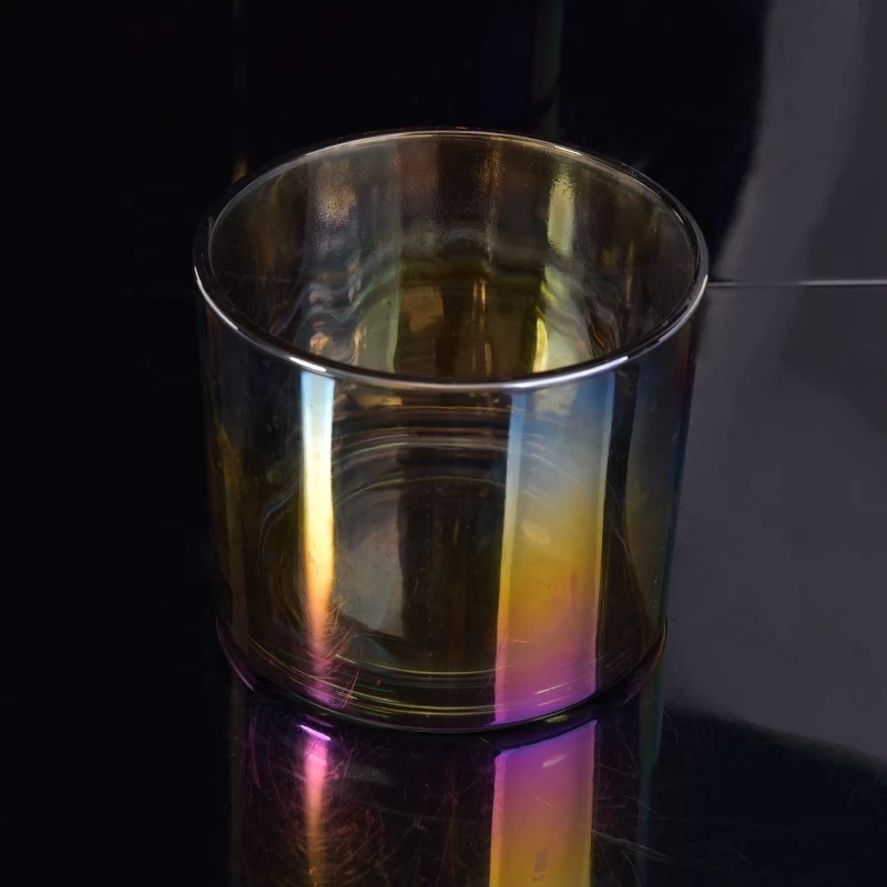 Wholesales iridescent empty candle glass holder Iridescent Glass Candle Jars Home Decoration