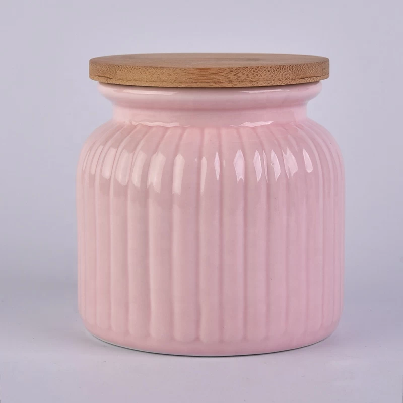 680ml pink matte ceramic candle jar scented candle vessel with wooden lid party decor