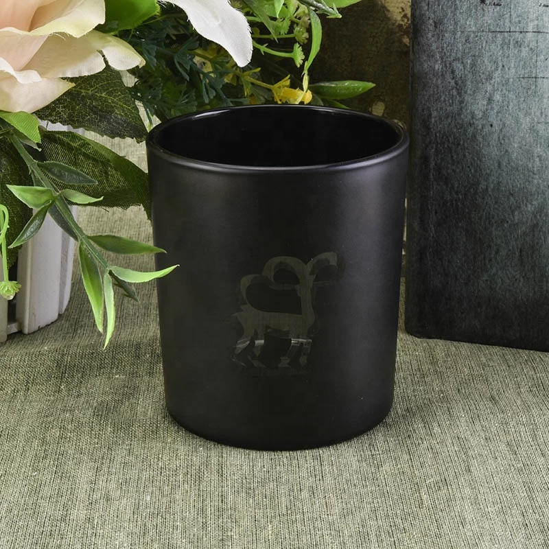Matte black 12 OZ glass candle jar, cylinder glass container for candle making