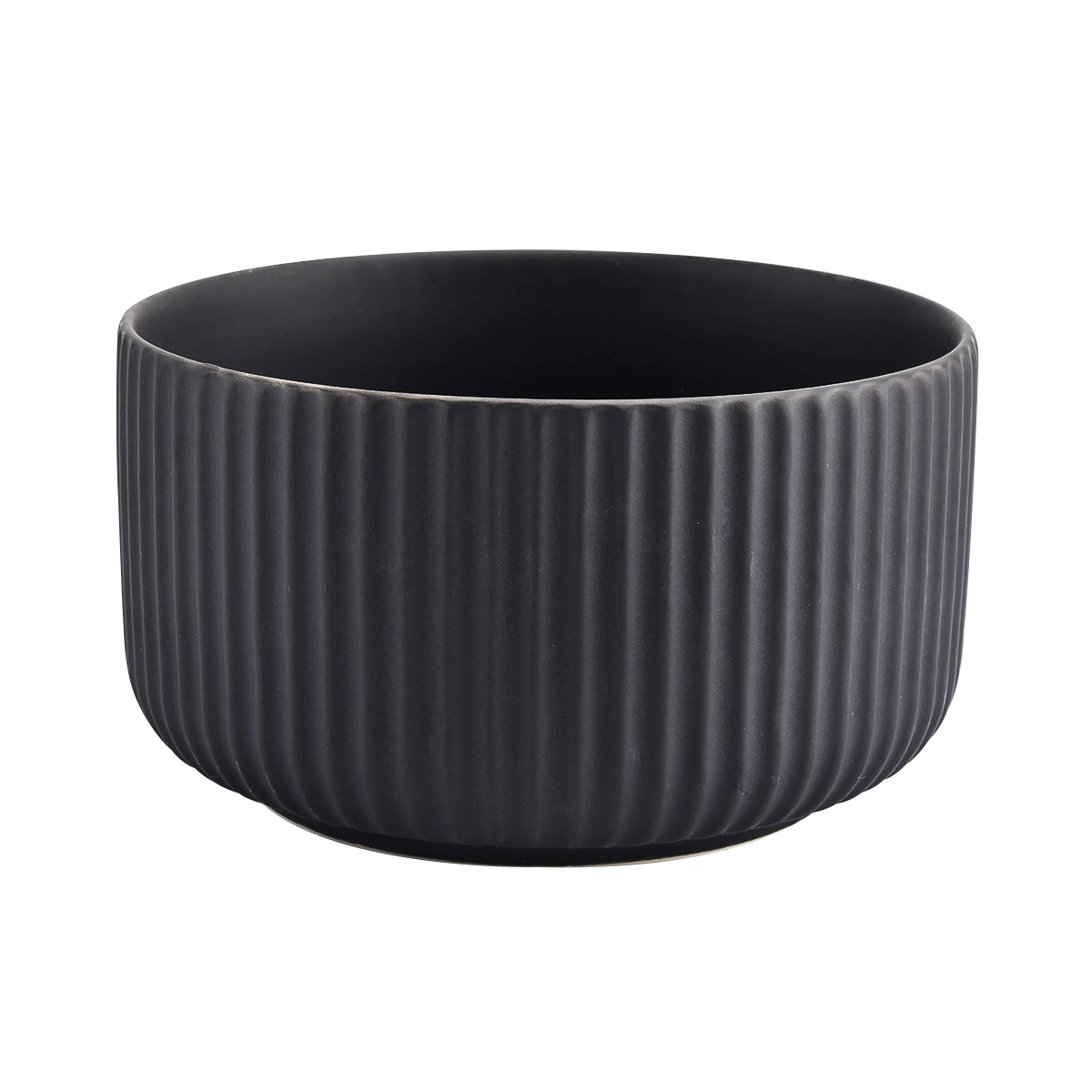 matte black ceramic candle jars,  12oz ceramic container with lines