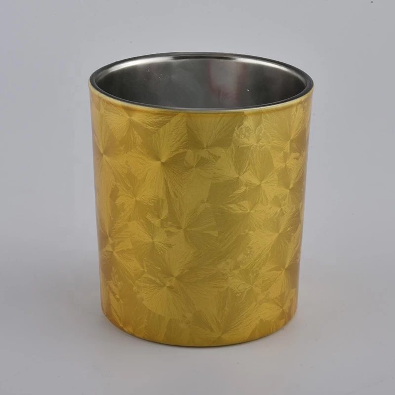 yellow decorative  glass candle holder, custom glass container for candle