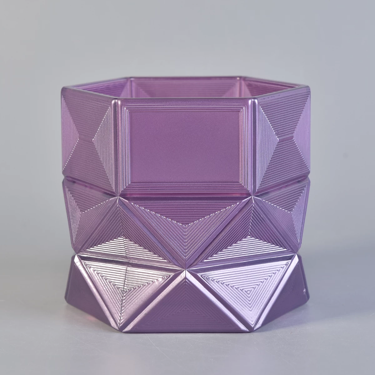 luxurious glass candle holder, purple glass candle jar unique design