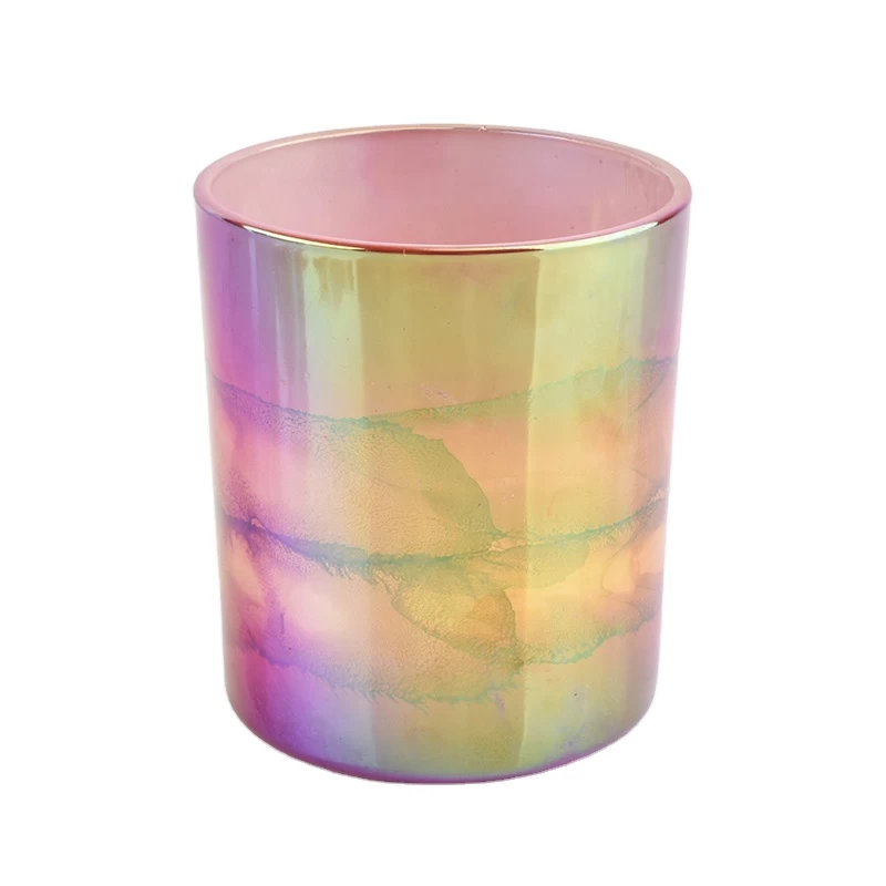 multi-color electroplated glass candle container votive candle jar for home decor