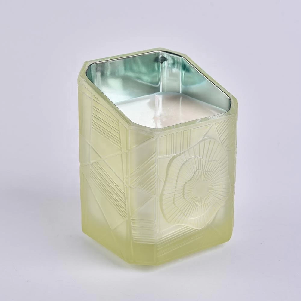 Sunny new design Trapezoid crystal square Luxury glass candle jar holder