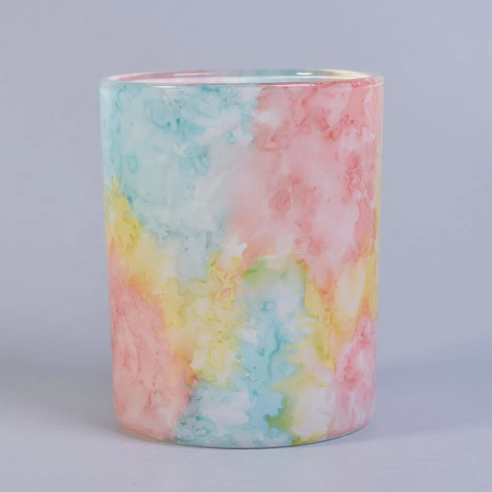 Sunny new design Luxury cylinder ceramic Multicolored candle jar bulk