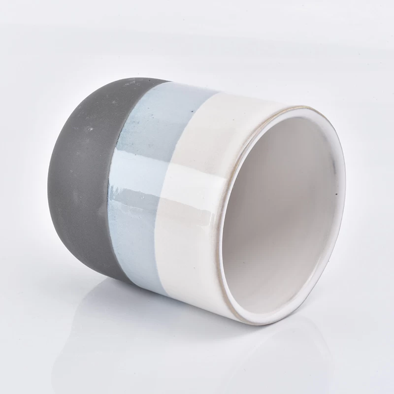 multi color glazed ceramic candle vessel,  curved bottom ceramic jar 12oz