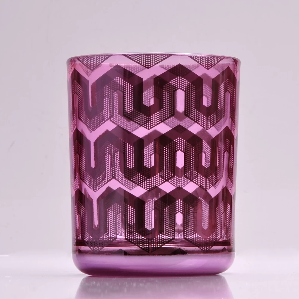 unique glass candle vessel with laser prints custom made, glass votive candle holders