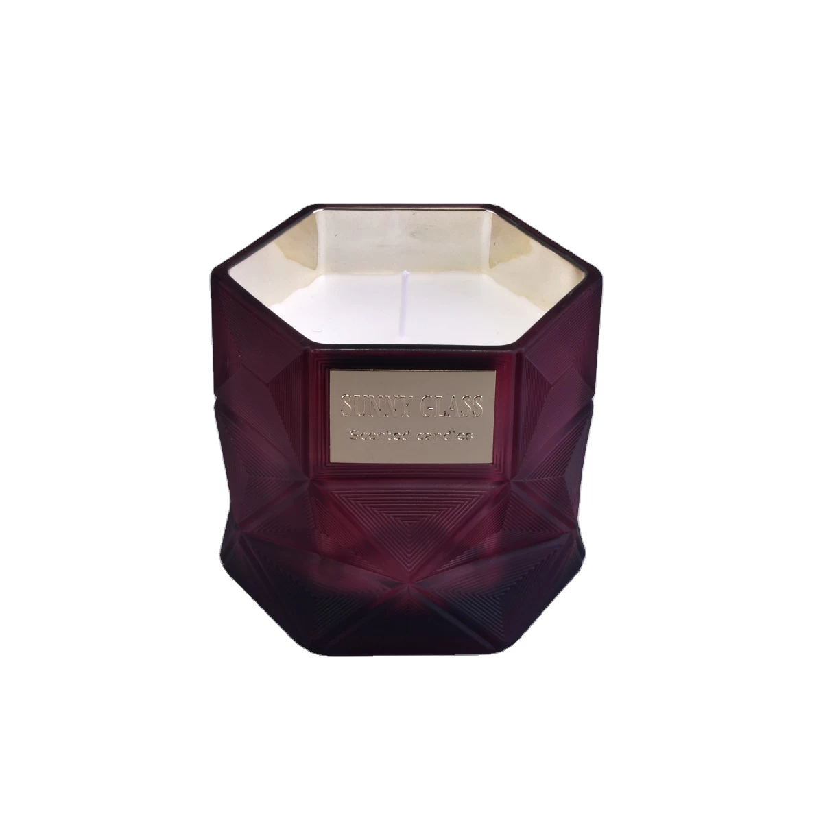 Sunny luxury red scented Hexagon glass candle jar holder wholesales