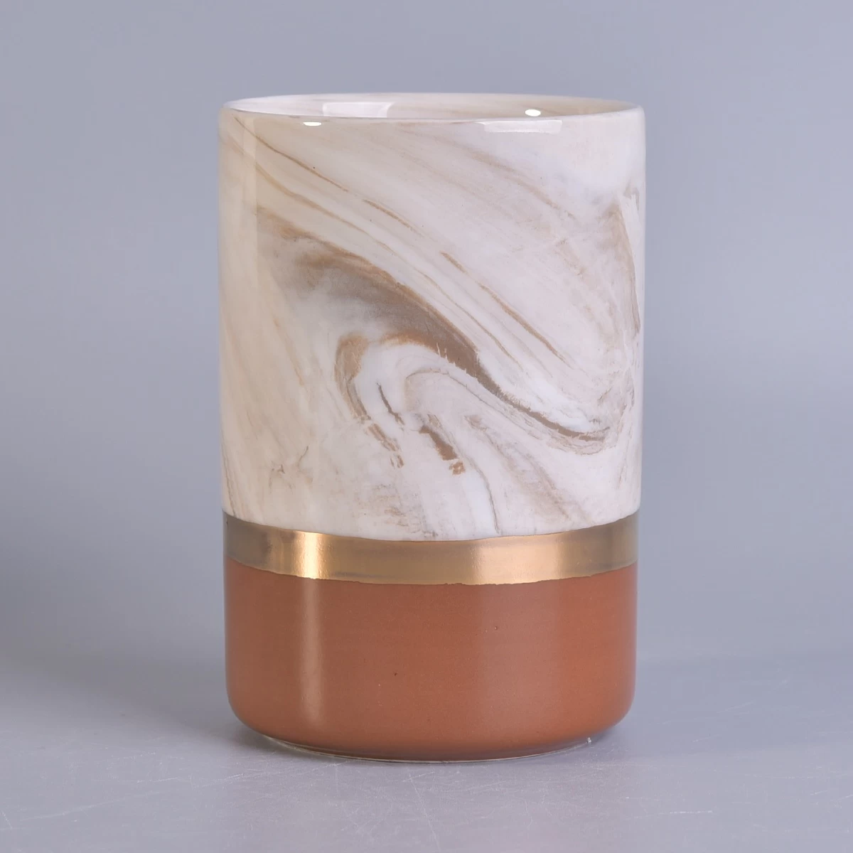6oz 8oz Luxury painted custom amber ceramic candle holders wholesales