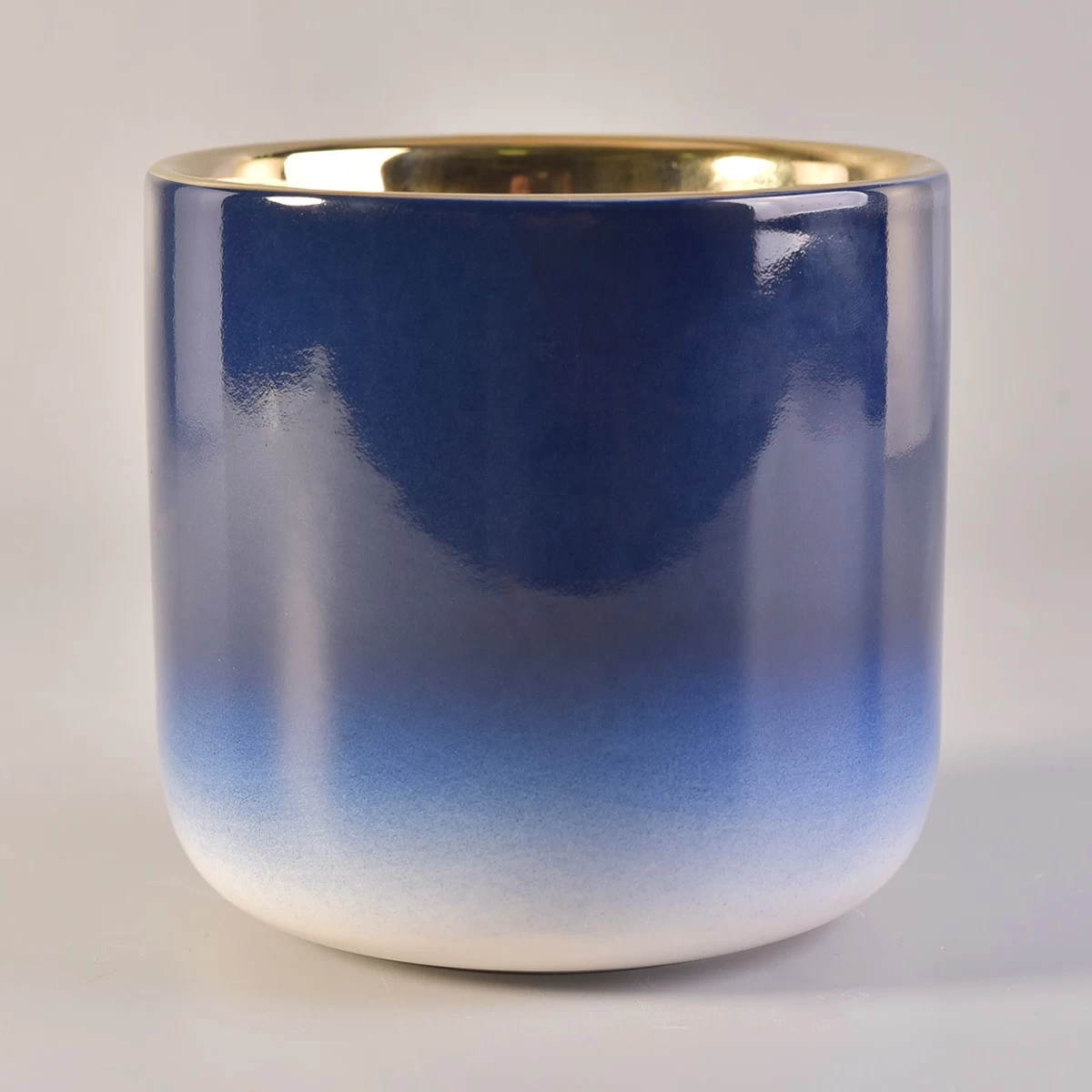10oz Bulk cylinder colorful electroplated ceramic candle holder