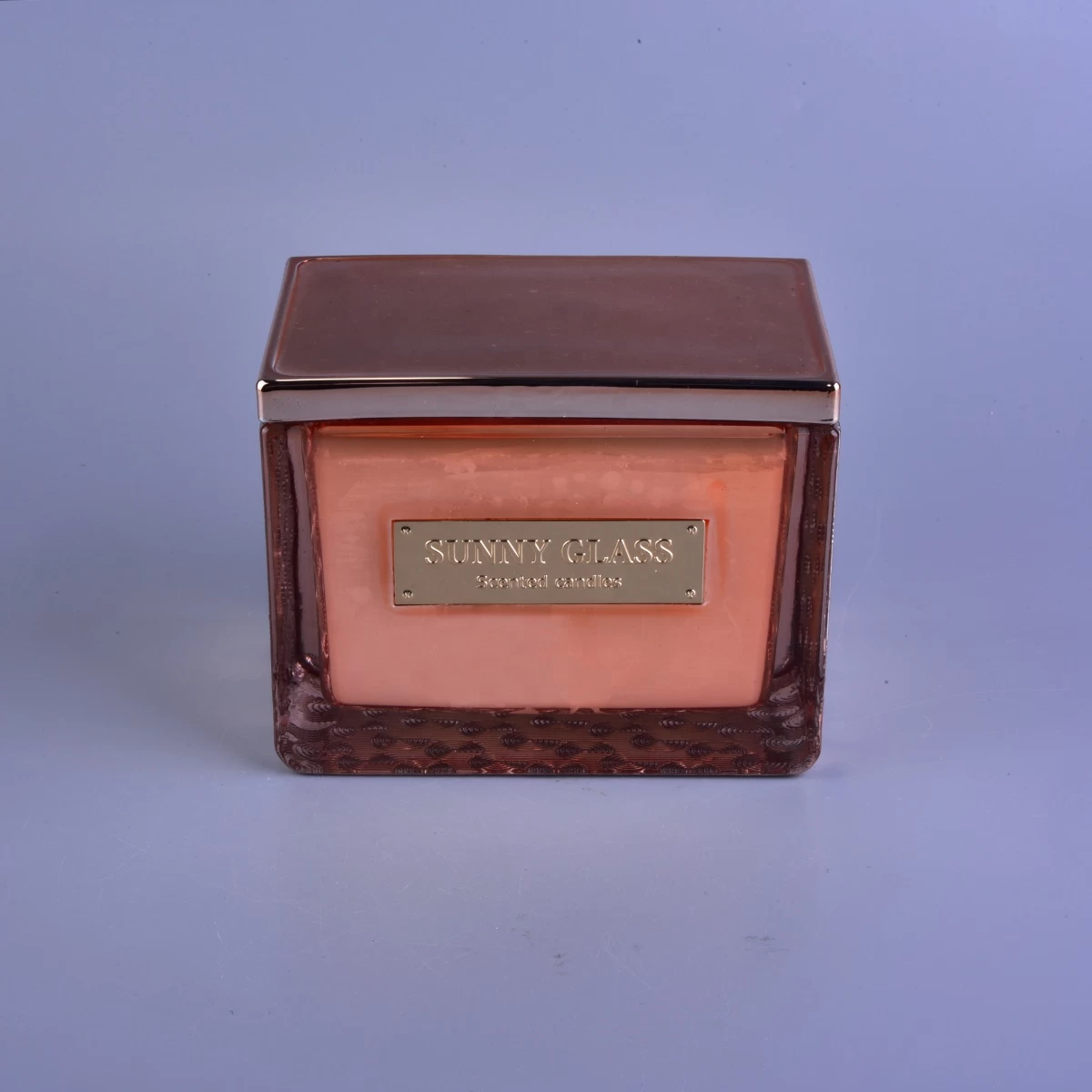 Popular custom square glass jar candles scented luxury with lid