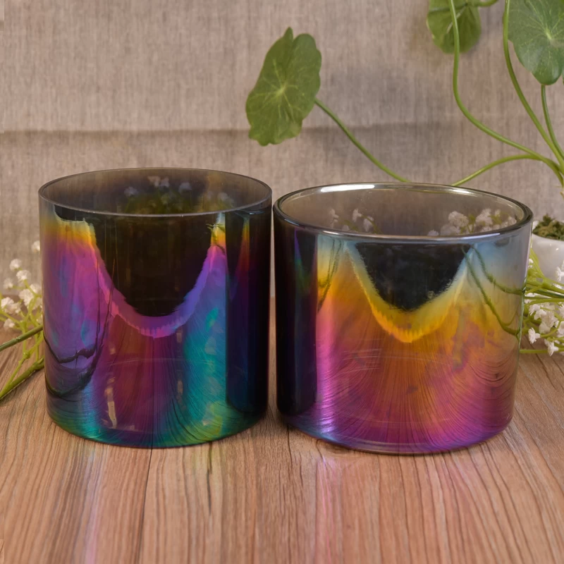 Wholesales Dark Iridescent Glass Candle Jars Home Decoration