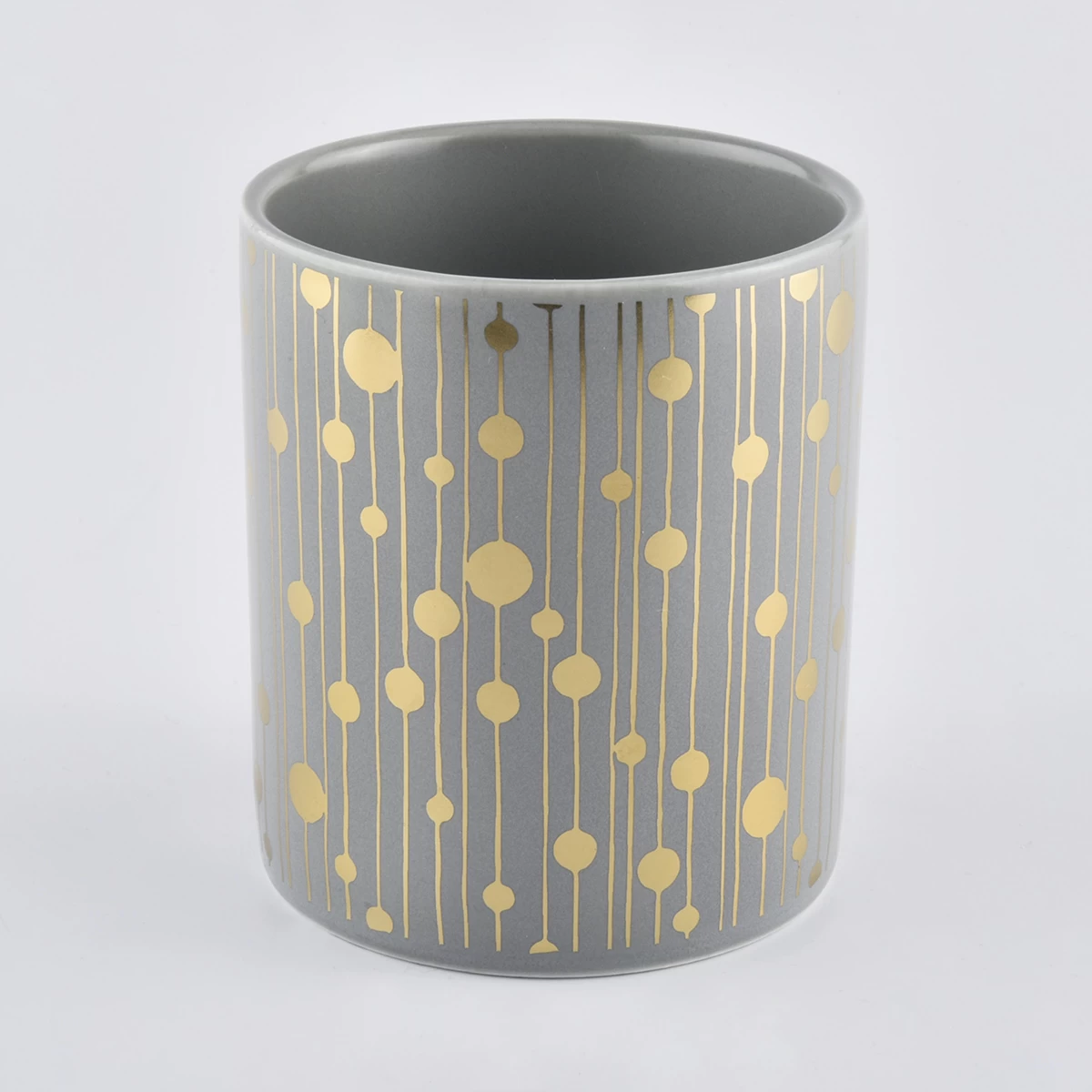 12 oz ceramic candle vessels with gold pattern, unique ceramic candle vessel for candle making