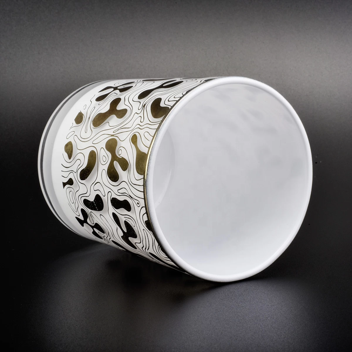 6 oz 10 oz 12 oz Supplier cylinder gold printing glass holder vessel for candle making