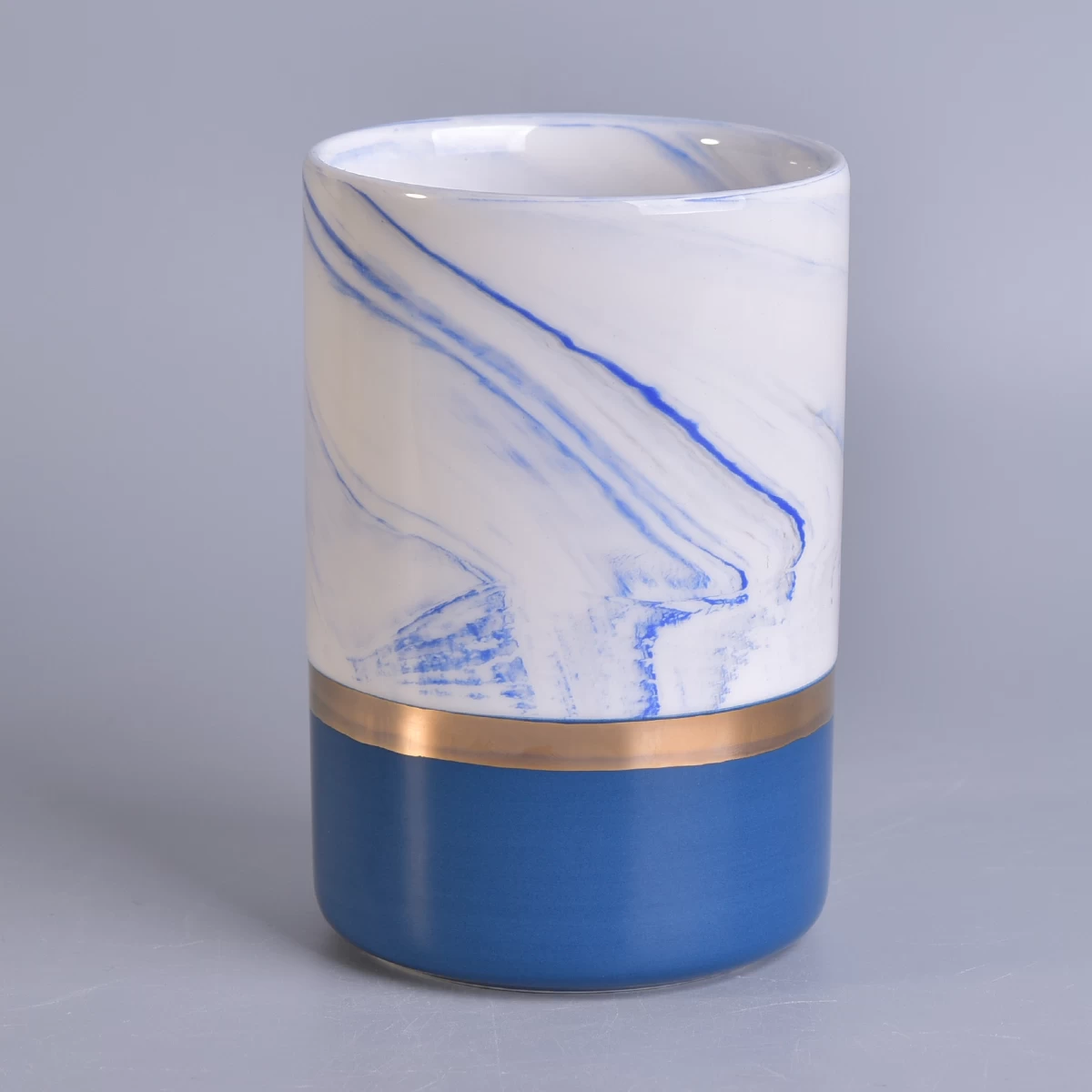 Decorative candle container ceramic, marbling ceramic candle holder