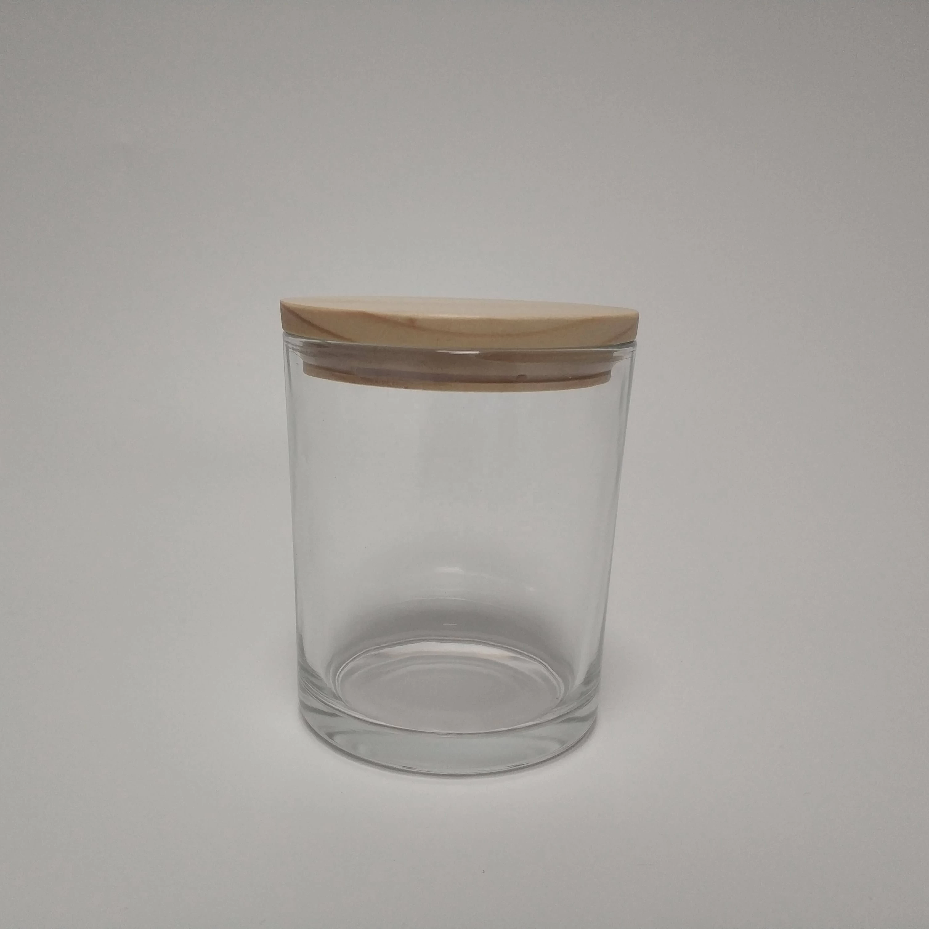 China Suppliers custom glass container jar for candle with wood lid 12 oz 8 oz