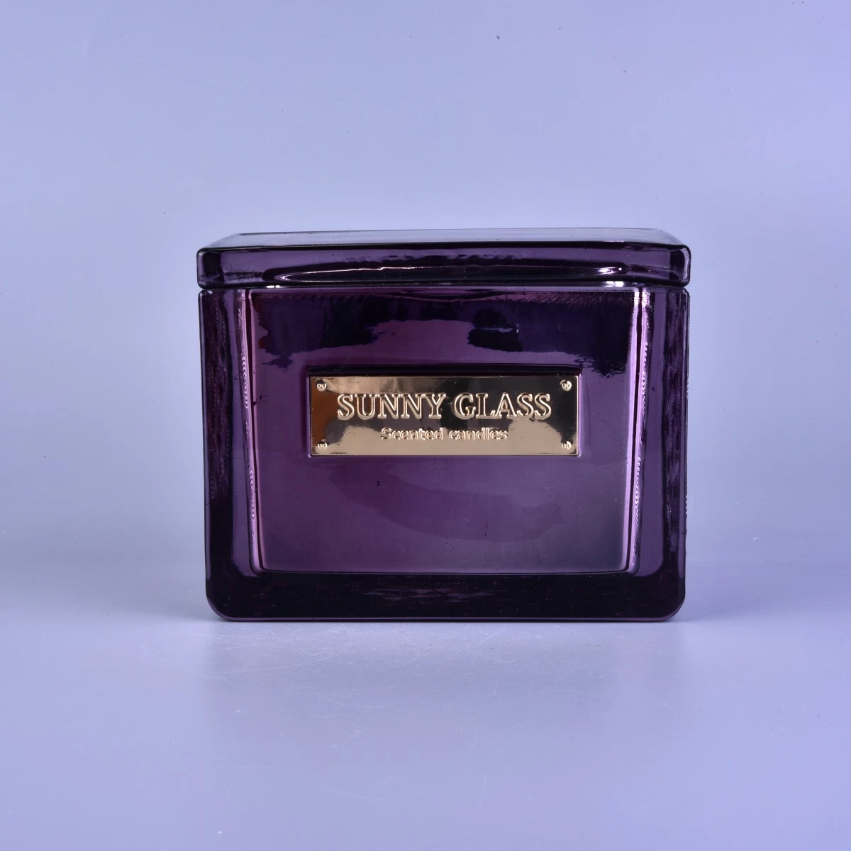 10oz 16oz 20oz Sunny spray scented empty square glass candle container with lids