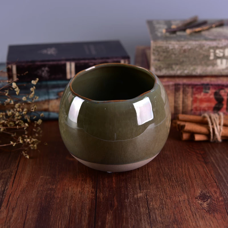 Large Reactive Stoneware Bowl 1280ml Ceramic Candle Holder for Home Decoration