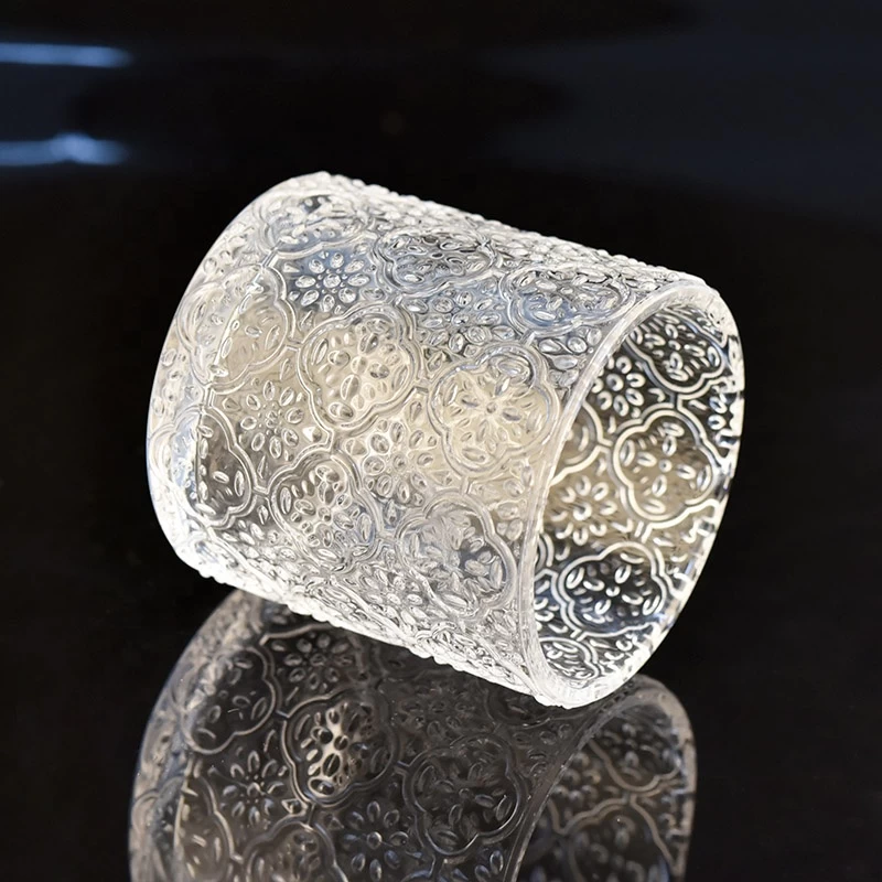 transparent embossed glass vessel glass candle holder for wedding